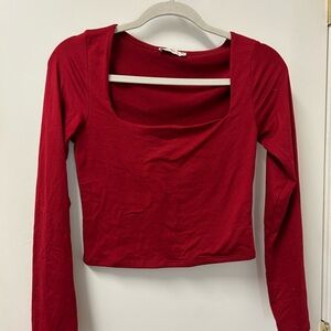 Red cropped long sleeve